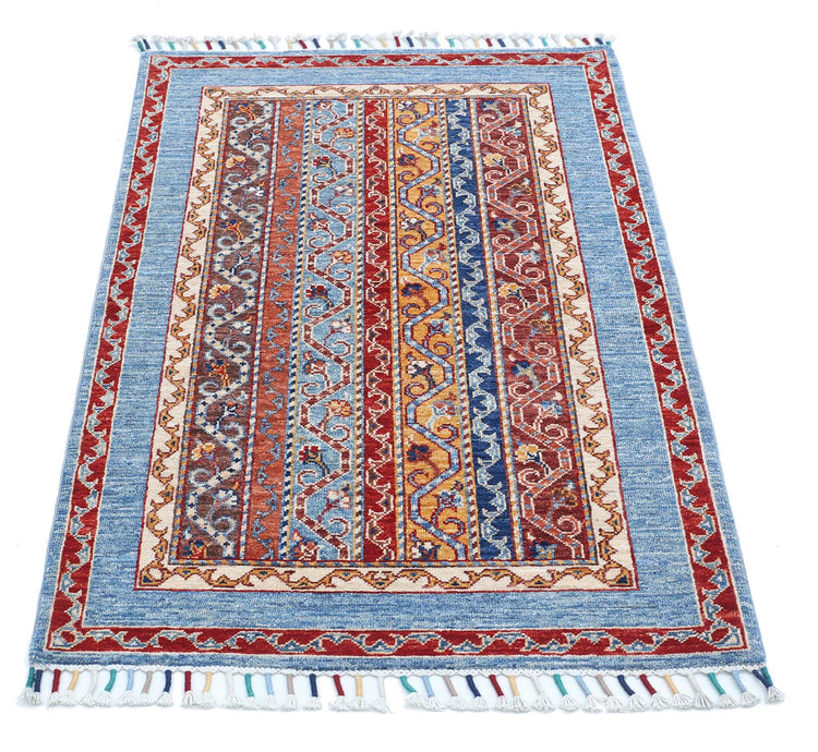 Traditional Hand Knotted Shaal Farhan Wool Rug of Size 2'8'' X 4'1'' in Multi and Multi Colors - Made in Afghanistan