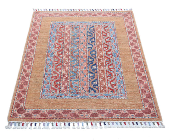Traditional Hand Knotted Shaal Farhan Wool Rug of Size 2'10'' X 4'0'' in Multi and Multi Colors - Made in Afghanistan