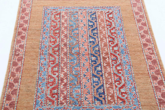 Traditional Hand Knotted Shaal Farhan Wool Rug of Size 2'10'' X 4'0'' in Multi and Multi Colors - Made in Afghanistan