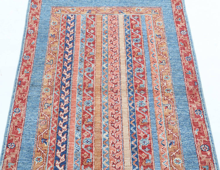 Traditional Hand Knotted Shaal Farhan Wool Rug of Size 2'8'' X 3'11'' in Multi and Multi Colors - Made in Afghanistan
