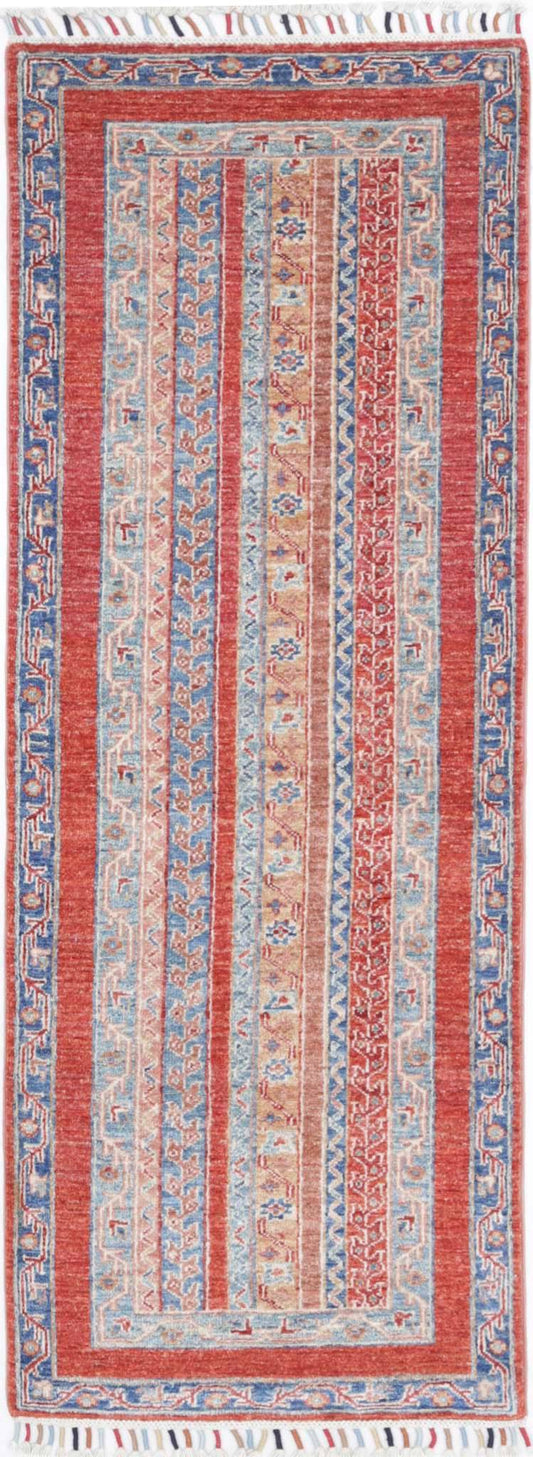 Traditional Hand Knotted Shaal Farhan Wool Rug of Size 1'11'' X 5'11'' in Multi and Multi Colors - Made in Afghanistan