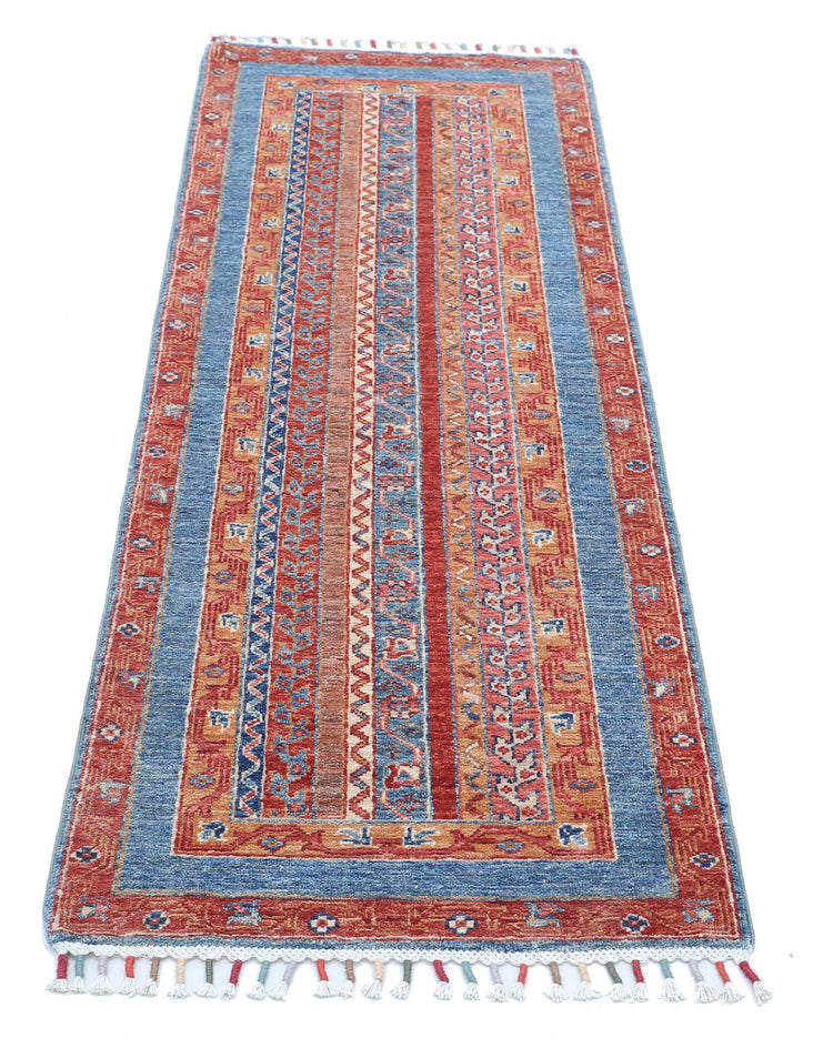 Traditional Hand Knotted Shaal Farhan Wool Rug of Size 2'0'' X 5'8'' in Multi and Multi Colors - Made in Afghanistan