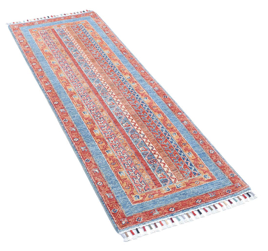 Traditional Hand Knotted Shaal Farhan Wool Rug of Size 2'0'' X 5'8'' in Multi and Multi Colors - Made in Afghanistan