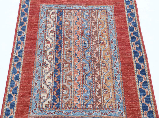 Traditional Hand Knotted Shaal Farhan Wool Rug of Size 2'10'' X 3'11'' in Multi and Multi Colors - Made in Afghanistan