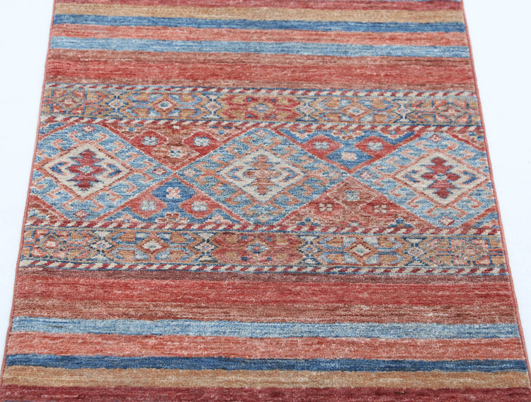 Traditional Hand Knotted Khurjeen Farhan Wool Rug of Size 2'2'' X 2'11'' in Multi and Multi Colors - Made in Afghanistan