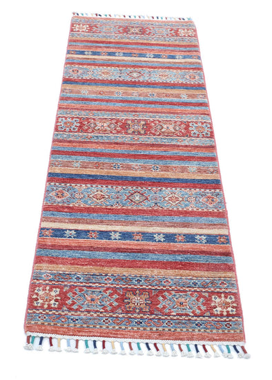 Traditional Hand Knotted Khurjeen Farhan Wool Rug of Size 1'11'' X 5'11'' in Multi and Multi Colors - Made in Afghanistan