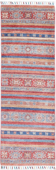 Traditional Hand Knotted Khurjeen Farhan Wool Rug of Size 1'11'' X 5'11'' in Multi and Multi Colors - Made in Afghanistan