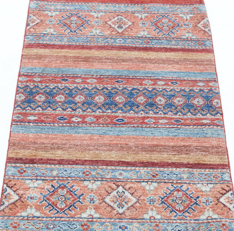 Traditional Hand Knotted Khurjeen Farhan Wool Rug of Size 1'11'' X 3'0'' in Multi and Multi Colors - Made in Afghanistan
