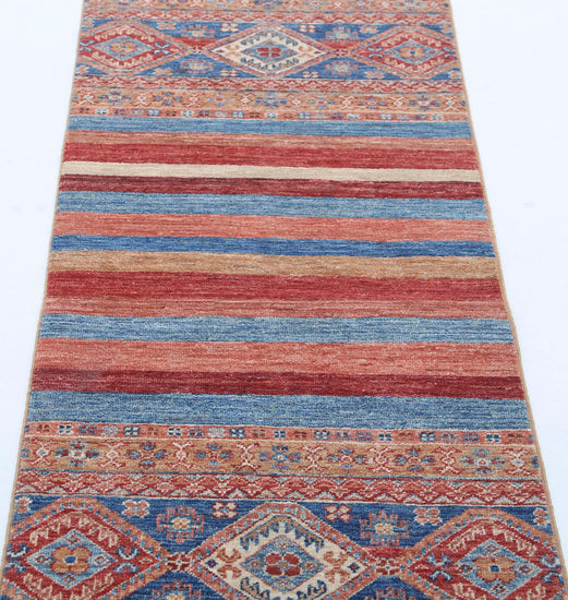 Traditional Hand Knotted Khurjeen Farhan Wool Rug of Size 2'0'' X 5'6'' in Multi and Multi Colors - Made in Afghanistan