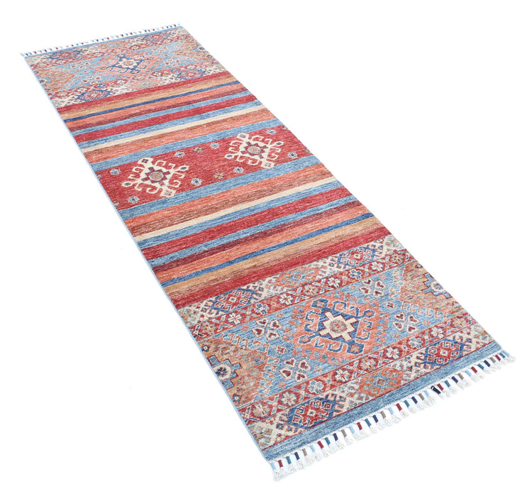Traditional Hand Knotted Khurjeen Farhan Wool Rug of Size 2'6'' X 6'8'' in Multi and Multi Colors - Made in Afghanistan