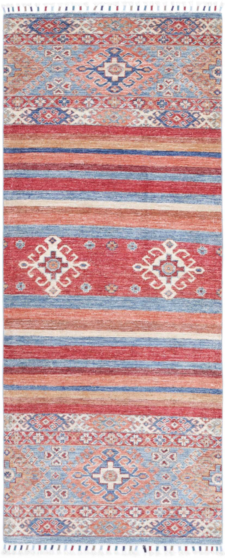 Traditional Hand Knotted Khurjeen Farhan Wool Rug of Size 2'6'' X 6'8'' in Multi and Multi Colors - Made in Afghanistan