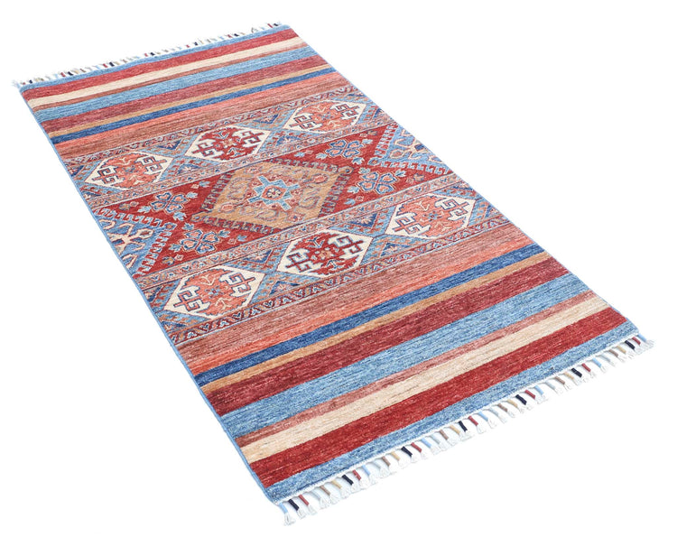 Traditional Hand Knotted Khurjeen Farhan Wool Rug of Size 2'11'' X 5'0'' in Multi and Multi Colors - Made in Afghanistan