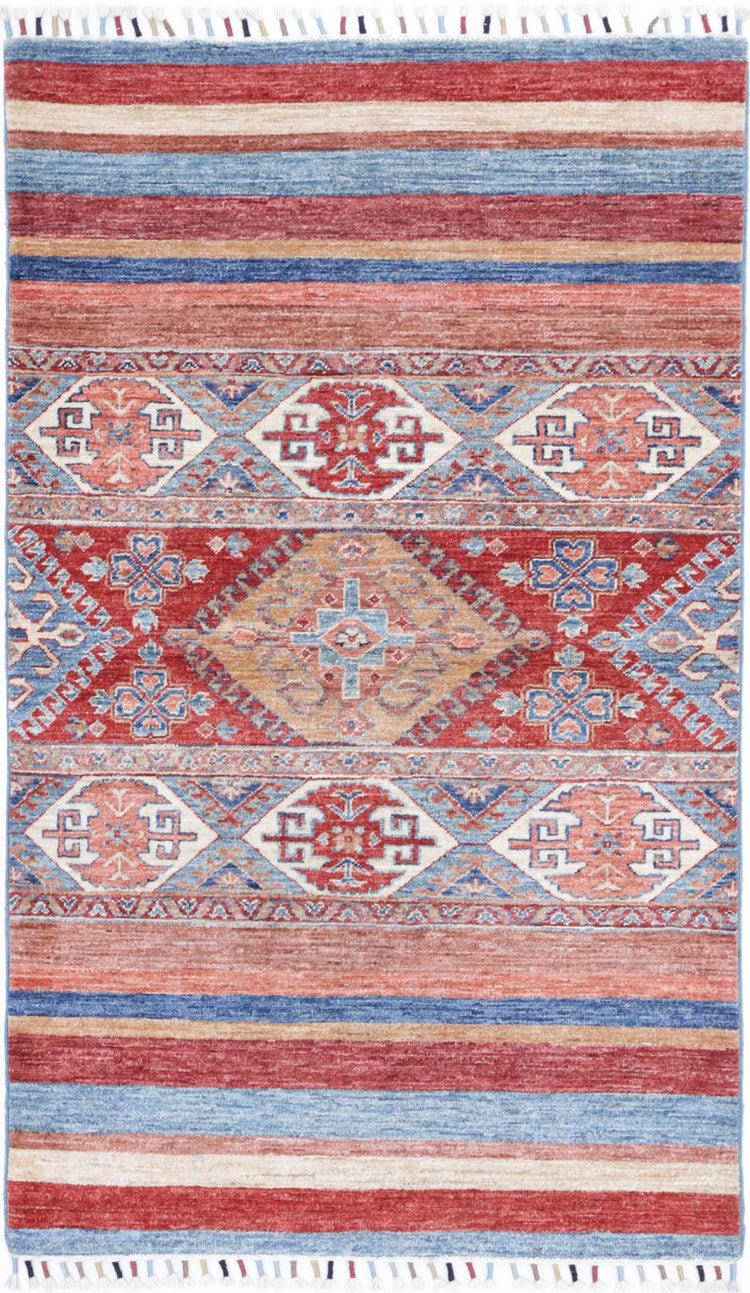 Traditional Hand Knotted Khurjeen Farhan Wool Rug of Size 2'11'' X 5'0'' in Multi and Multi Colors - Made in Afghanistan