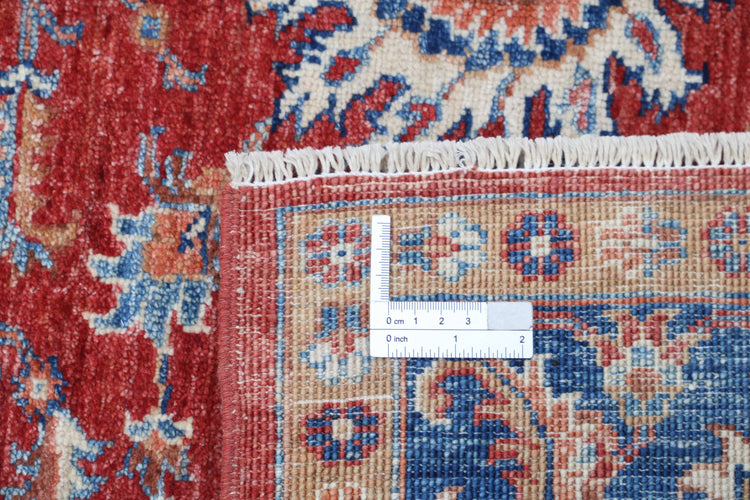 Traditional Hand Knotted Ziegler Farhan Wool Rug of Size 5'0'' X 6'4'' in Red and Blue Colors - Made in Afghanistan