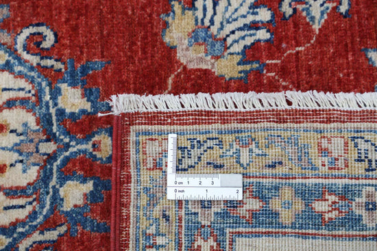 Traditional Hand Knotted Ziegler Farhan Wool Rug of Size 5'5'' X 7'11'' in Red and Ivory Colors - Made in Afghanistan