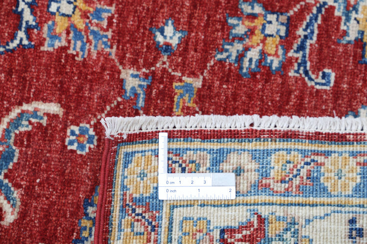 Traditional Hand Knotted Ziegler Farhan Wool Rug of Size 4'11'' X 6'7'' in Red and Ivory Colors - Made in Afghanistan