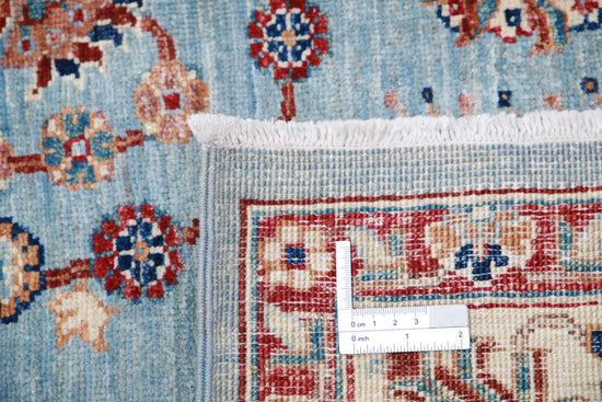 Traditional Hand Knotted Ziegler Farhan Wool Rug of Size 4'10'' X 6'6'' in Blue and Ivory Colors - Made in Afghanistan