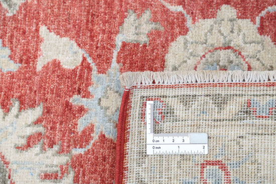 Traditional Hand Knotted Ziegler Farhan Wool Rug of Size 2'6'' X 7'11'' in Red and Ivory Colors - Made in Afghanistan