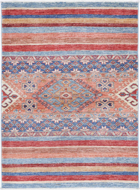 Traditional Hand Knotted Khurjeen Farhan Wool Rug of Size 2'9'' X 3'8'' in Multi and Multi Colors - Made in Afghanistan