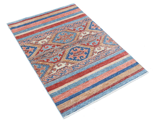 Traditional Hand Knotted Khurjeen Farhan Wool Rug of Size 2'8'' X 3'10'' in Multi and Multi Colors - Made in Afghanistan