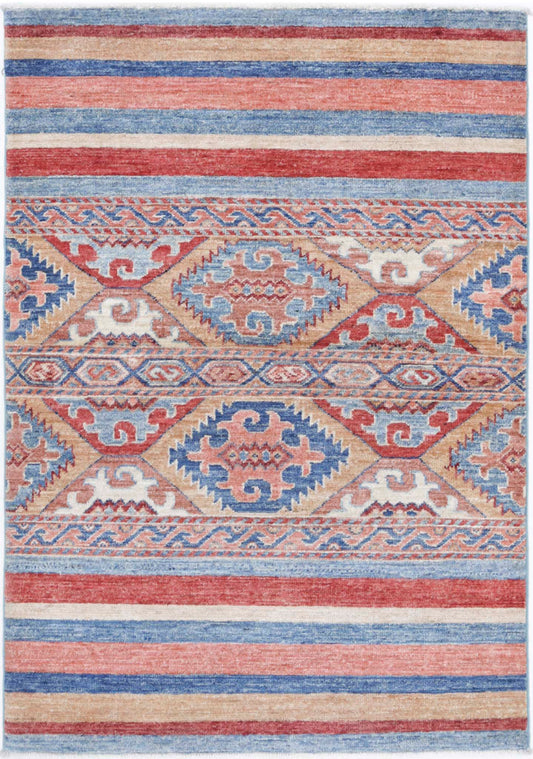Traditional Hand Knotted Khurjeen Farhan Wool Rug of Size 2'8'' X 3'10'' in Multi and Multi Colors - Made in Afghanistan