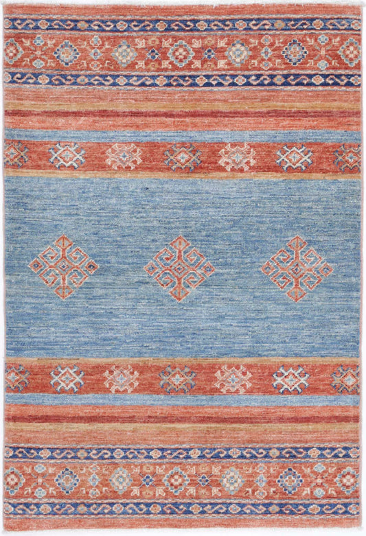 Traditional Hand Knotted Khurjeen Farhan Wool Rug of Size 2'7'' X 3'11'' in Multi and Multi Colors - Made in Afghanistan