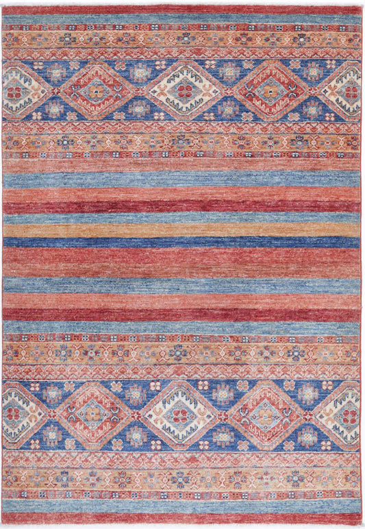 Traditional Hand Knotted Khurjeen Farhan Wool Rug of Size 3'4'' X 5'1'' in Multi and Multi Colors - Made in Afghanistan