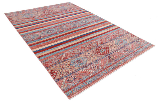 Traditional Hand Knotted Khurjeen Farhan Wool Rug of Size 6'7'' X 9'8'' in Multi and Multi Colors - Made in Afghanistan