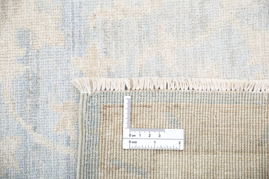 Traditional Hand Knotted Serenity Farhan Wool Rug of Size 4'10'' X 6'8'' in Blue and Ivory Colors - Made in Afghanistan