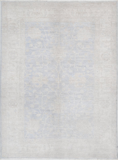 Traditional Hand Knotted Serenity Farhan Wool Rug of Size 4'10'' X 6'8'' in Blue and Ivory Colors - Made in Afghanistan