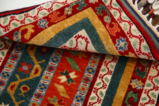 Traditional Hand Knotted Shaal Farhan Wool Rug of Size 2'1'' X 3'0'' in Multi and Multi Colors - Made in Afghanistan