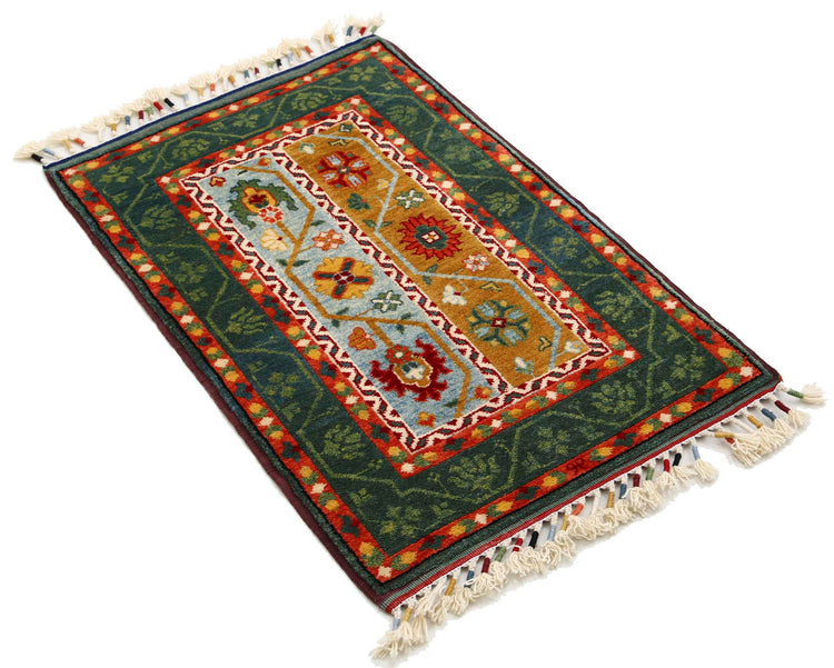 Traditional Hand Knotted Shaal Farhan Wool Rug of Size 2'1'' X 3'3'' in Multi and Multi Colors - Made in Afghanistan