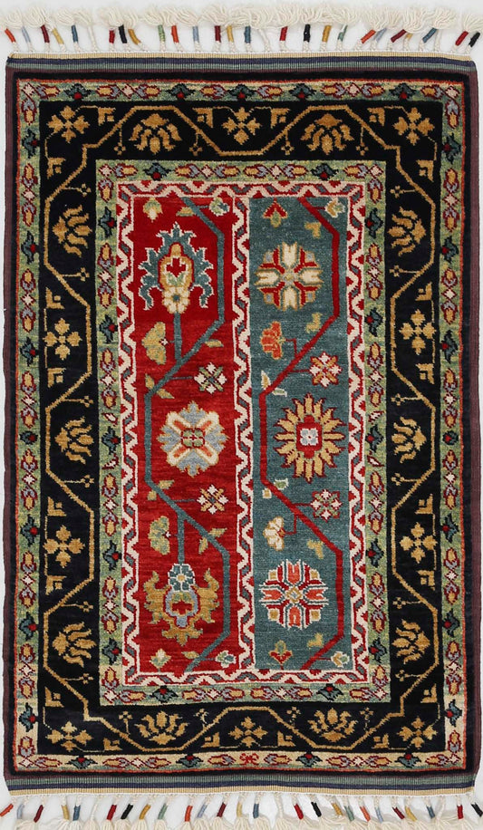 Traditional Hand Knotted Shaal Farhan Wool Rug of Size 2'1'' X 3'3'' in Multi and Multi Colors - Made in Afghanistan