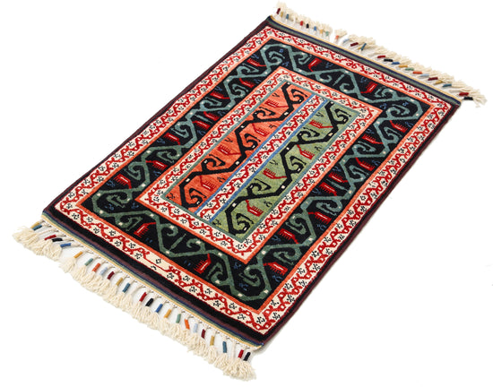 Traditional Hand Knotted Shaal Farhan Wool Rug of Size 2'0'' X 3'1'' in Multi and Multi Colors - Made in Afghanistan