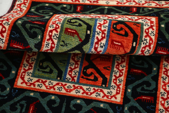 Traditional Hand Knotted Shaal Farhan Wool Rug of Size 2'0'' X 3'1'' in Multi and Multi Colors - Made in Afghanistan