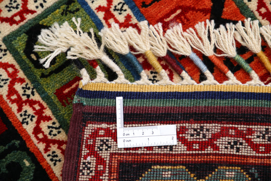 Traditional Hand Knotted Shaal Farhan Wool Rug of Size 2'0'' X 3'1'' in Multi and Multi Colors - Made in Afghanistan