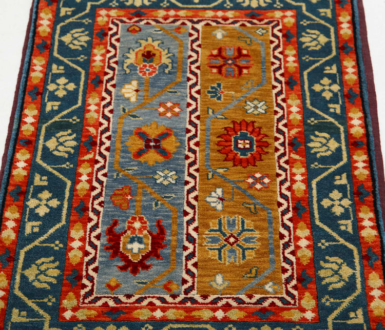 Traditional Hand Knotted Shaal Farhan Wool Rug of Size 2'0'' X 3'2'' in Multi and Multi Colors - Made in Afghanistan