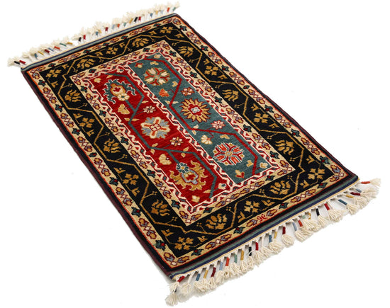 Traditional Hand Knotted Shaal Farhan Wool Rug of Size 2'1'' X 3'5'' in Multi and Multi Colors - Made in Afghanistan