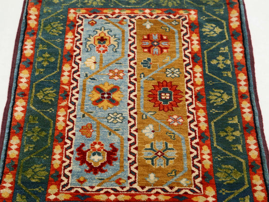Traditional Hand Knotted Shaal Farhan Wool Rug of Size 2'0'' X 3'1'' in Multi and Multi Colors - Made in Afghanistan