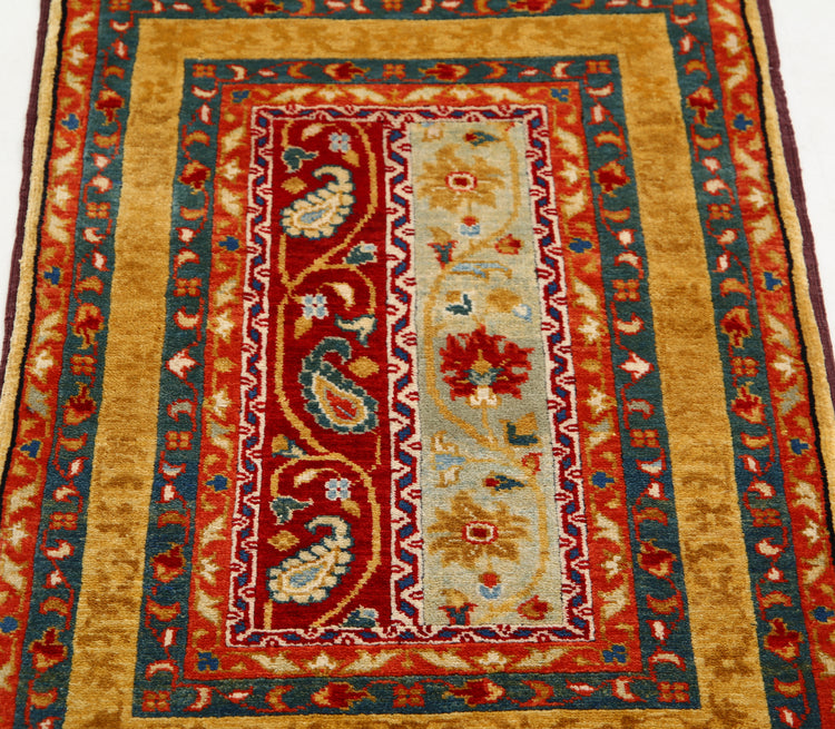 Traditional Hand Knotted Shaal Farhan Wool Rug of Size 2'0'' X 3'1'' in Multi and Multi Colors - Made in Afghanistan