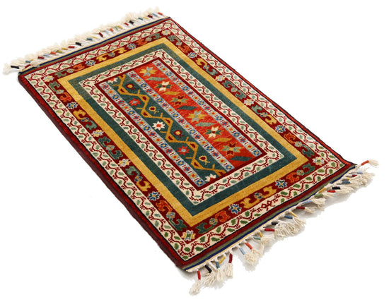 Traditional Hand Knotted Shaal Farhan Wool Rug of Size 2'1'' X 3'3'' in Multi and Multi Colors - Made in Afghanistan