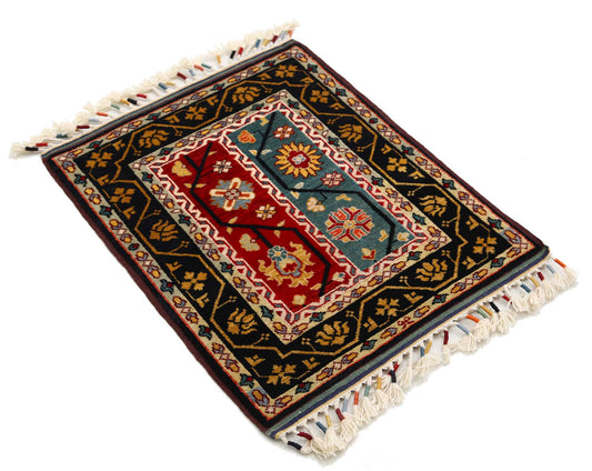 Traditional Hand Knotted Shaal Farhan Wool Rug of Size 2'1'' X 2'7'' in Multi and Multi Colors - Made in Afghanistan