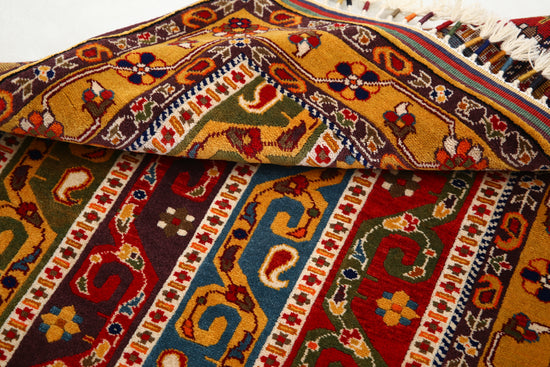 Traditional Hand Knotted Shaal Farhan Wool Rug of Size 3'2'' X 4'1'' in Multi and Multi Colors - Made in Afghanistan