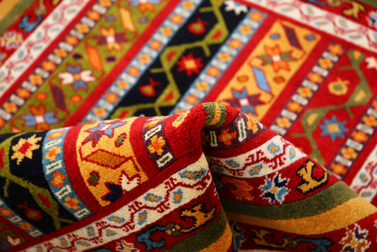 Traditional Hand Knotted Shaal Farhan Wool Rug of Size 3'1'' X 4'2'' in Multi and Multi Colors - Made in Afghanistan