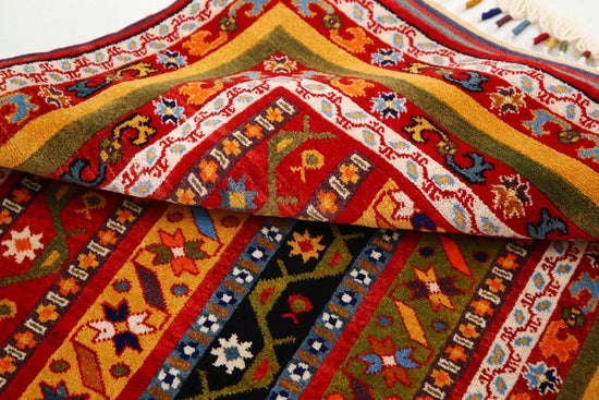 Traditional Hand Knotted Shaal Farhan Wool Rug of Size 3'2'' X 4'6'' in Multi and Multi Colors - Made in Afghanistan