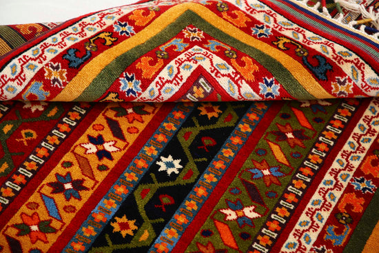 Traditional Hand Knotted Shaal Farhan Wool Rug of Size 3'3'' X 4'0'' in Multi and Multi Colors - Made in Afghanistan