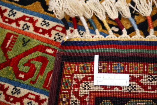 Traditional Hand Knotted Shaal Farhan Wool Rug of Size 3'2'' X 4'5'' in Multi and Multi Colors - Made in Afghanistan