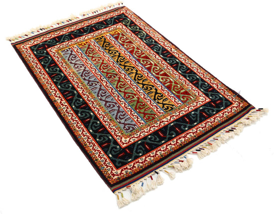 Traditional Hand Knotted Shaal Farhan Wool Rug of Size 3'1'' X 4'7'' in Multi and Multi Colors - Made in Afghanistan