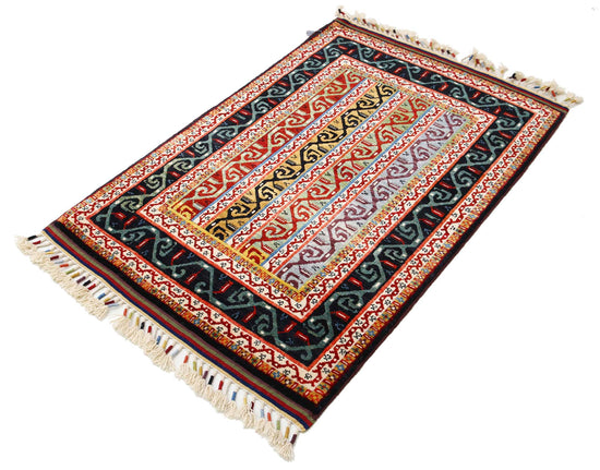 Traditional Hand Knotted Shaal Farhan Wool Rug of Size 3'1'' X 4'7'' in Multi and Multi Colors - Made in Afghanistan