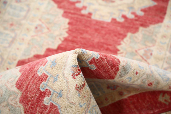 Traditional Hand Knotted Ziegler Farhan Wool Rug of Size 2'8'' X 7'6'' in Red and Red Colors - Made in Afghanistan